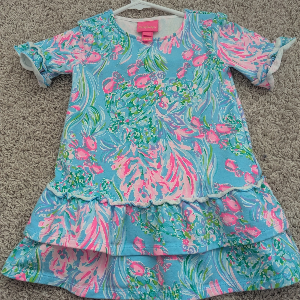 Lilly Pulitzer Kids Dress in Blue and Pink Floral